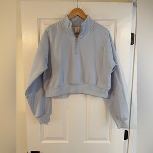 Abound NWOT Cropped Light Blue Quarter Zip Sweatshirt